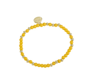 Glass Bead & Water Resistant Gold Bead Bracelet