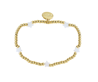 Water Resistant Gold Ball Bracelet With Shell Stars