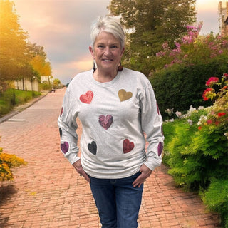 Sparkle Sequin Valentine Heart Long Sleeve T-Shirt