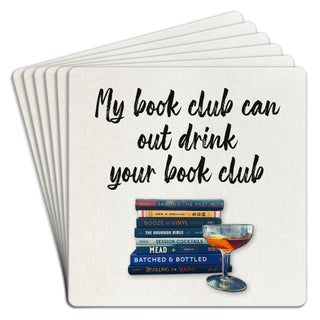 Outdrink Your Book Club Bar Coasters Pack of 6