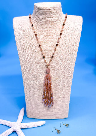 Talla Beaded Tassel Necklace in Champagne