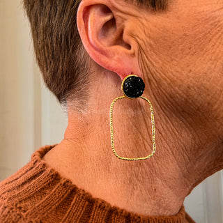 Black Glitter Top Hoop Earrings