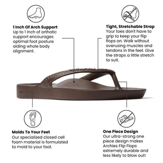 Archies Arch Support Flip Flops in Brown