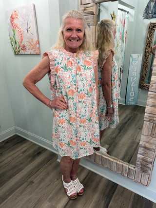 Floral Stance Dress in Green Mix