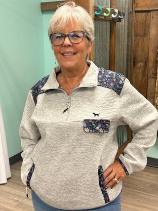 Fall Feels Quarter Zip in Heather Grey