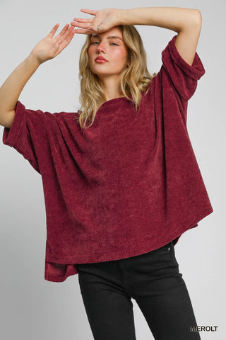 Serenity Flutter Top In Merlot