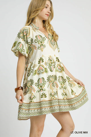 Never Too Late Mini Dress in Olive Mix