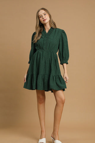 New Perspective Babydoll Dress in Palm Green