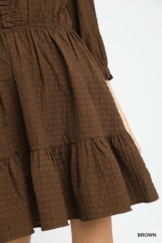 New Perspective Babydoll Dress in Brown