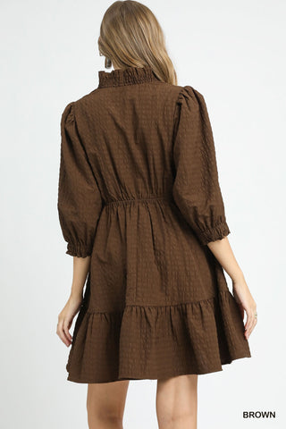 New Perspective Babydoll Dress in Brown