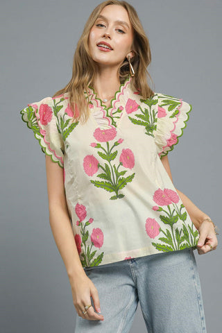 Jump Right In Top in Cream Mix