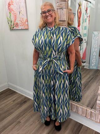 Near & Dear Dress in Juniper & Marine
