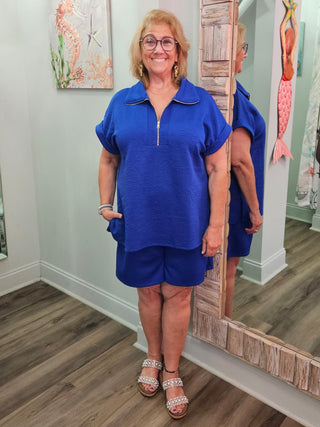 Lost On You Top & Shorts Set in Royal Blue