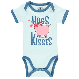 Hogs & Kisses Infant Creeper Onesie In Blue