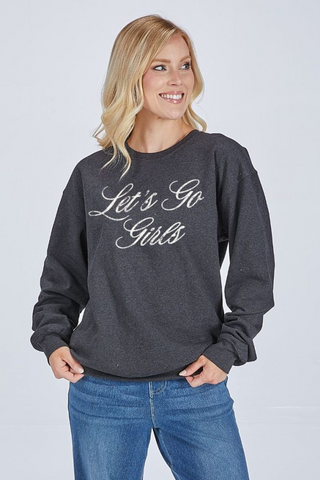Let's Go Girls Crewneck Sweatshirt In Slate Blue