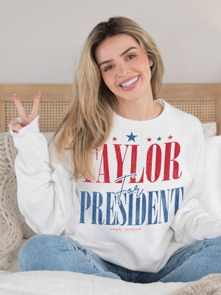 Taylor For President Sweatshirt In White
