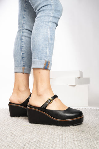 Corkys Me Time Wedge Mule in Black