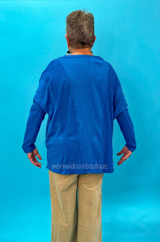 Liliana Fleece Knit Top in Ocean