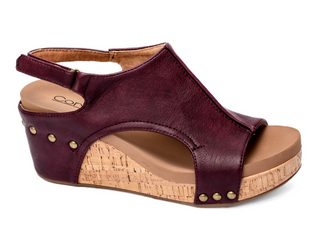 Carley Wedge in Burgundy Smooth