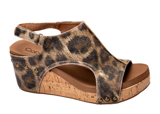 Carley Wedge in Washed Cognac Leopard