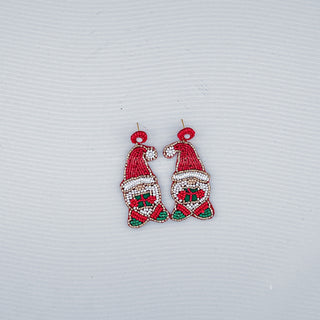 Beaded Christmas Gnome Earrings