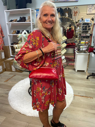 Alba Small Frame Crossbody in True Red