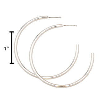 Thin Water Resistant Open Hoop Earring in Silver