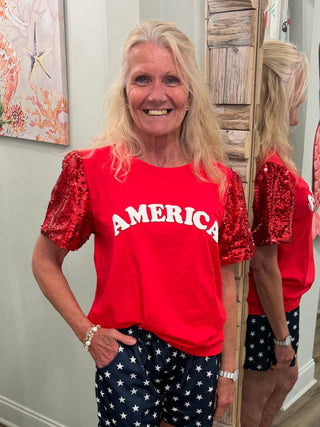 All America Top in Red