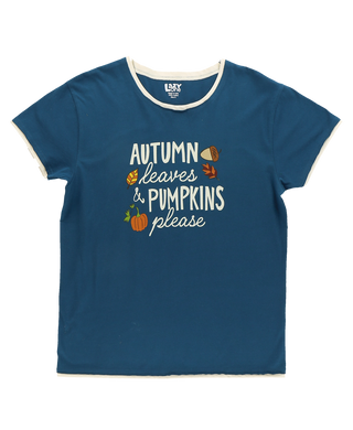 Autumn Leaves Women's PJ Tee In Lyons Blue - Final Sale