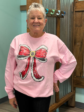 Santa Bow Crewneck Sweatshirt in Tutu