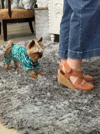 Corkys Case Closed Wedge Sandals In Cognac Smooth