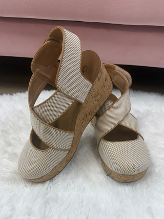Corkys Case Closed Wedge Sandals In Caramel Smooth
