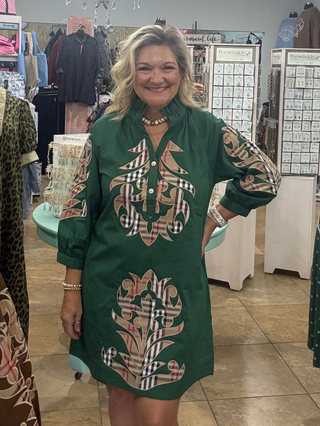 Detail Darling Dress in Hunter Green