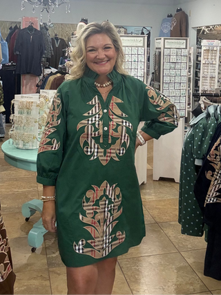 Detail Darling Dress In Hunter Green
