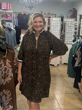 Vibe In The Wild Dress in Olive