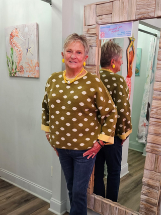 Dots Of Delight Sweater in Olive