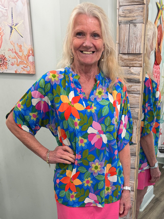 From The Garden Lizzy Breeze Top in Royal Blue