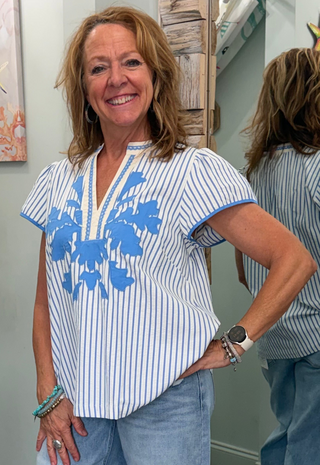 For The Record Top in Periwinkle Blue