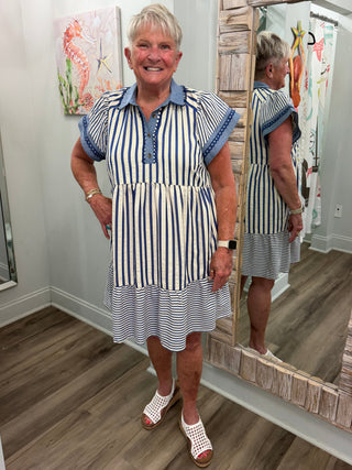 Promises To Keep Mini Dress in Blue