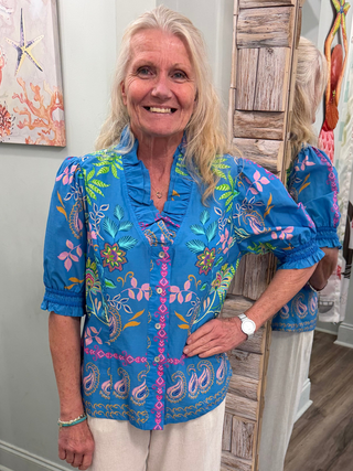 Take The Crown Top in Cerulean Mix