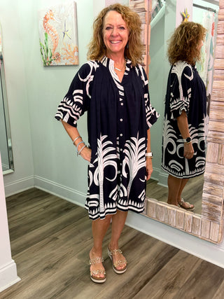 Staring At The Palms Dress in Navy