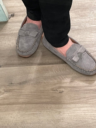Corkys Driving Miss Daisy Loafers In Grey Faux Suede