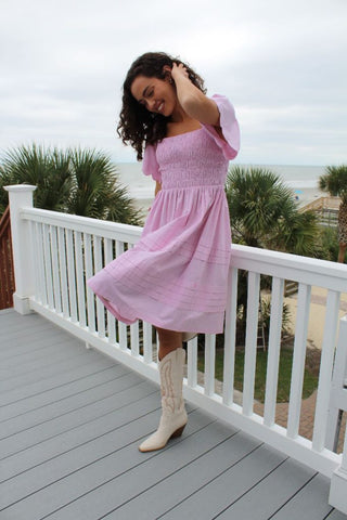 Selene Scallop Dress in Light Pink