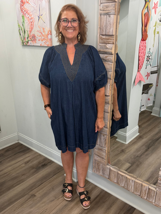 Quietly Wishing Mini Dress in Denim