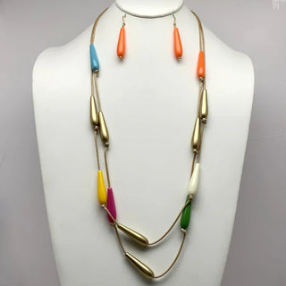 Colorful Drops Necklace Set in Multi