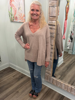 Stopping Hearts Sweater in Taupe