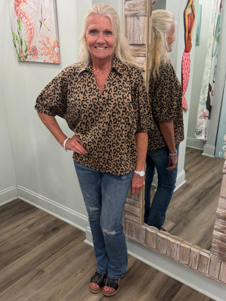 Stay In Check Top in Toffee