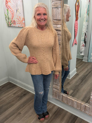 Peplum Vibes Sweater in Mocha