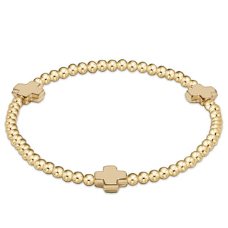 Signature Cross 3mm Gold Bracelet - Gold - Extended Size