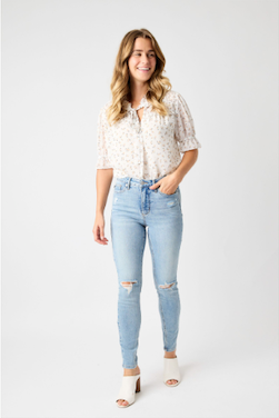 Sierra Tummy Control Distressed Skinny Jeans